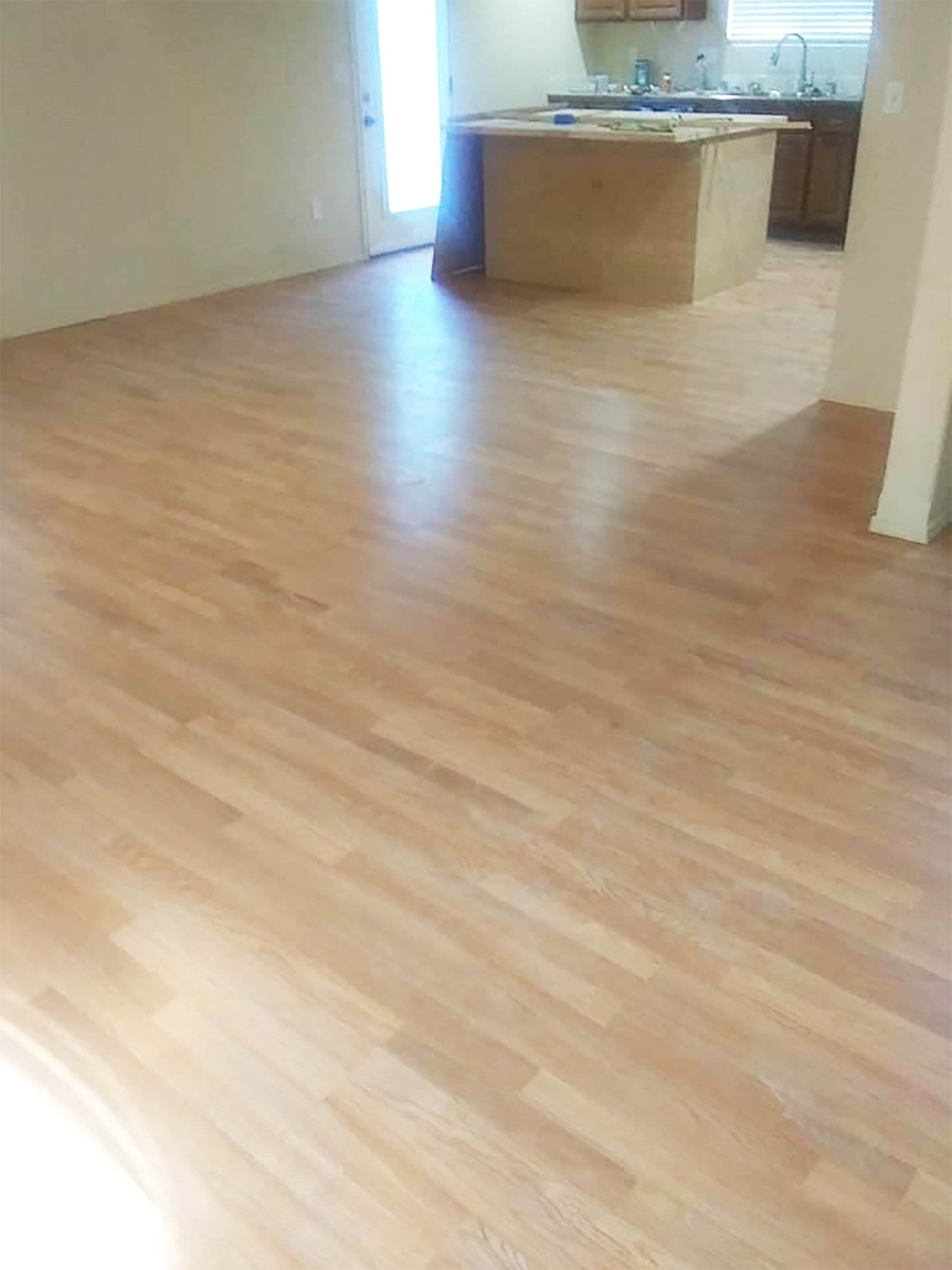 Newly installed hardwood flooring