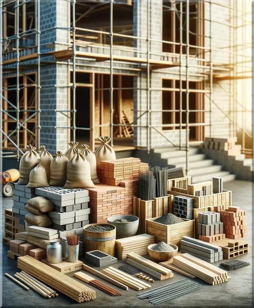 How To Estimate Your New Home Construction Costs-materials - Coats Construction Concepts LLC Building supplies in front of a new build