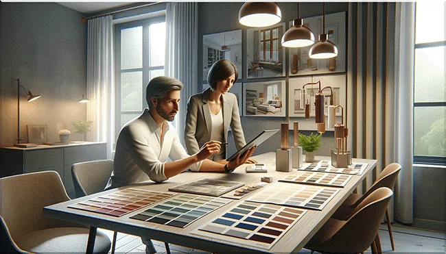 The home owner is looking a colors and materials